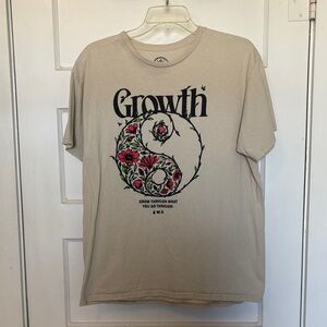 DOM Beige Graphic Tee with Floral Design Size L